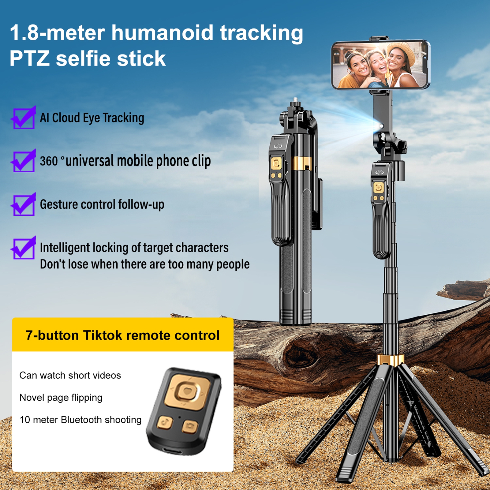 Auto Tracking Tripod - Auto Face Tracking Selfie Stick Tripod