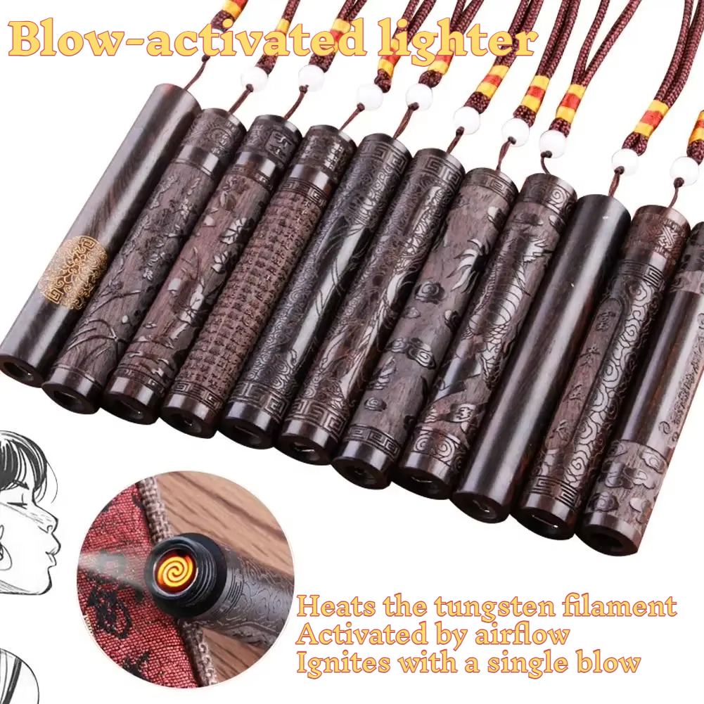 Electronics Gadgets For Men - Creative Carving Ebony Lighter | Blow-Activated
