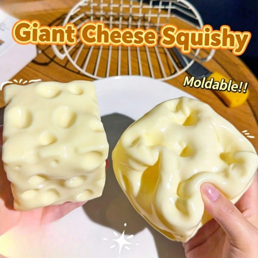 Gadget Q - Cheese Block Squishy Toy, Realistic Cheese-Shaped