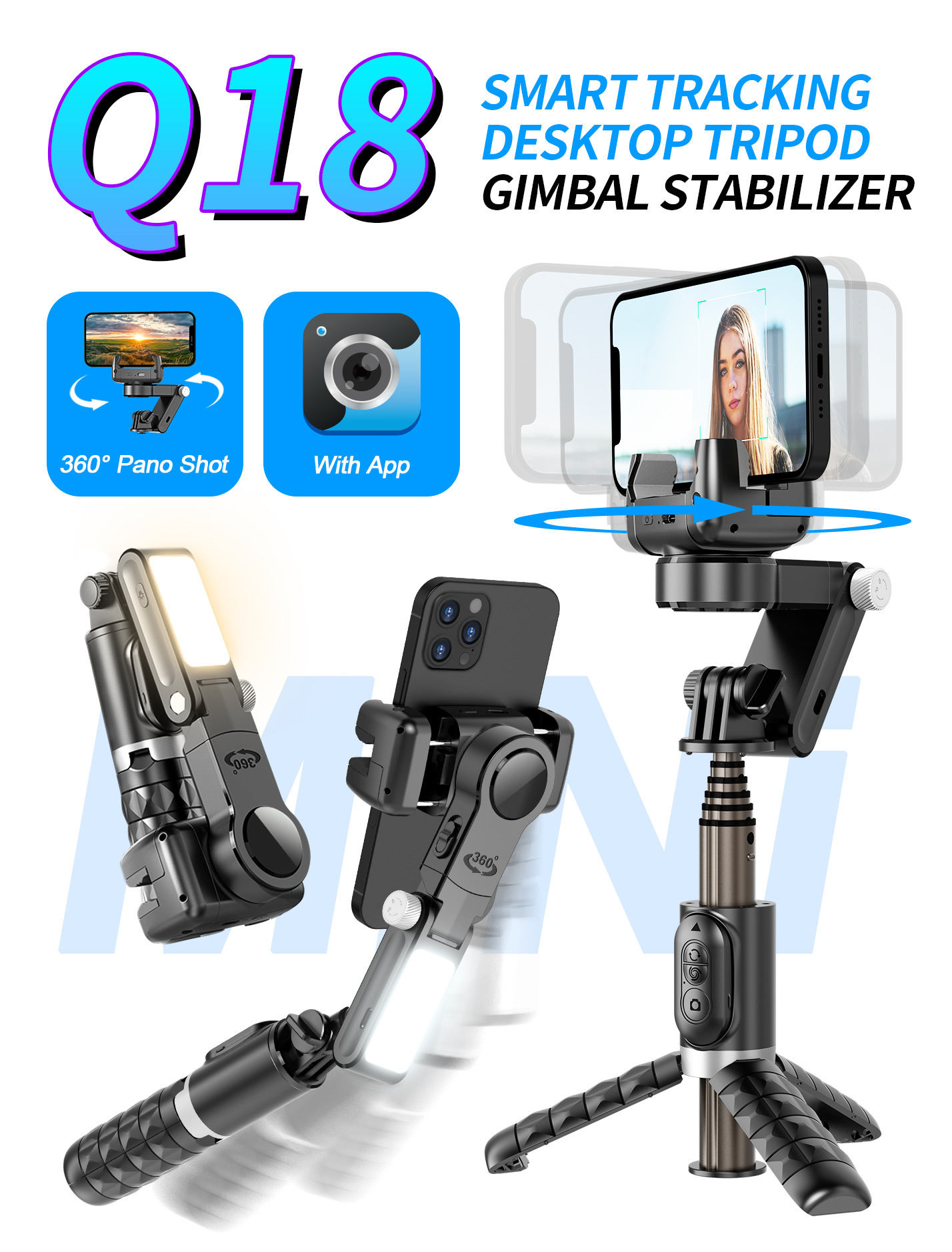 Auto Tracking Tripod - Auto Tracking Phone Gimbal Stabilizer, Anti-Shake