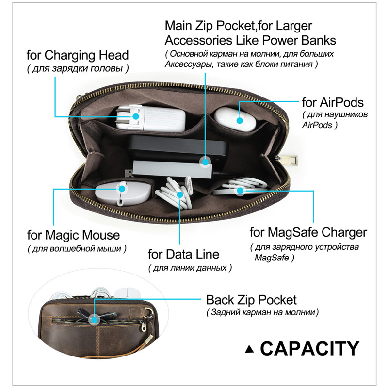 Genuine Leather Tech Pouch Mul - Electronics Gadgets For Men recensie en prijs
