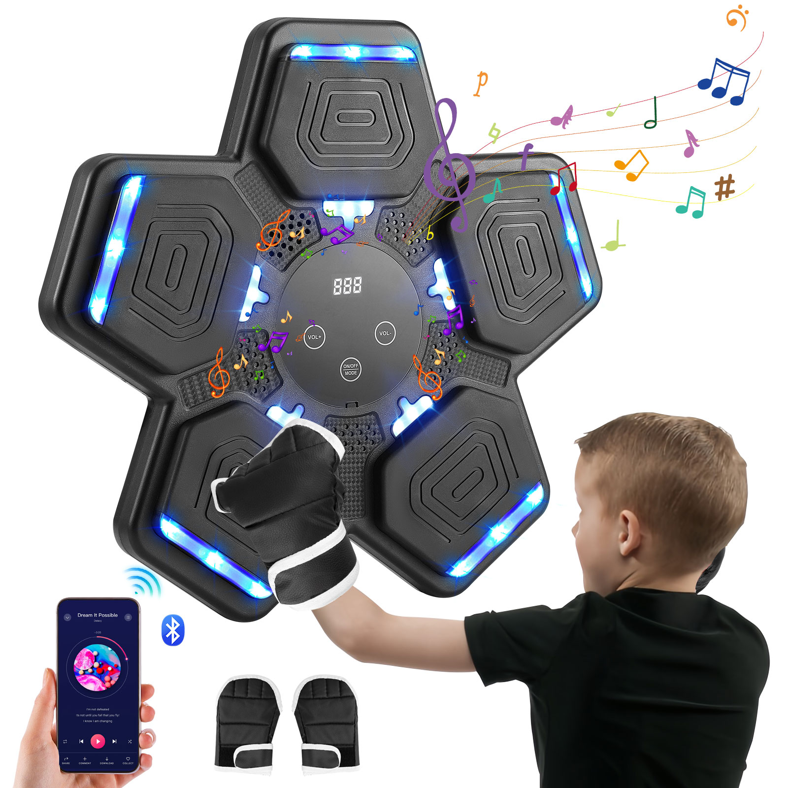 Kids Music Boxing Machine Wall - Led Gloves Music recensie en prijs
